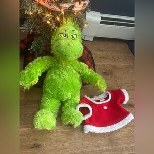Build-A-Bear Grinch plush doll toy Christmas gift EUC Authentic with Santa coat